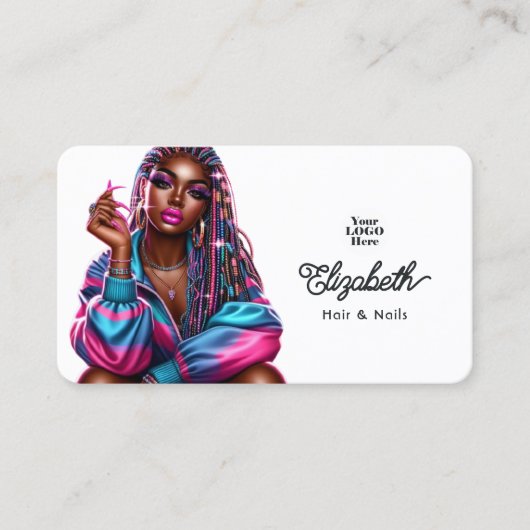 Mousserende Afro-Amerikaanse Urban Hip Hop Salon Visitekaartje (Voorkant)