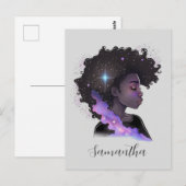 Mousserende afro Woman Briefkaart (Voorkant / Achterkant)