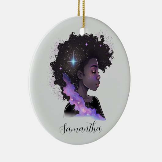 Mousserende afro Woman Keramisch Ornament (Rechts)