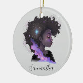 Mousserende afro Woman Keramisch Ornament (Links)
