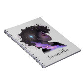 Mousserende afro Woman Notitieboek (Rechterzijde)