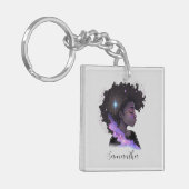Mousserende afro Woman Sleutelhanger (Voorkant Links)