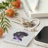 Mousserende afro Woman Sleutelhanger (Voorkant Rechts)