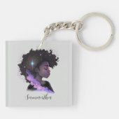 Mousserende afro Woman Sleutelhanger (Achterkant)