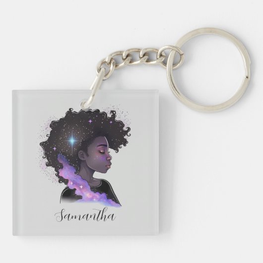 Mousserende afro Woman Sleutelhanger (Achterkant)