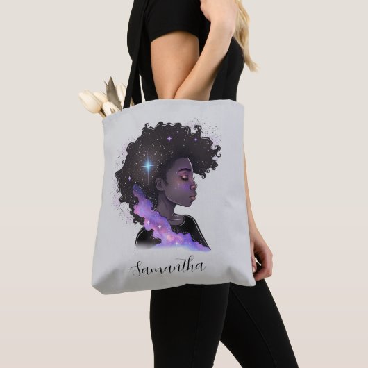 Mousserende afro Woman Tote Bag (Dichtbij)