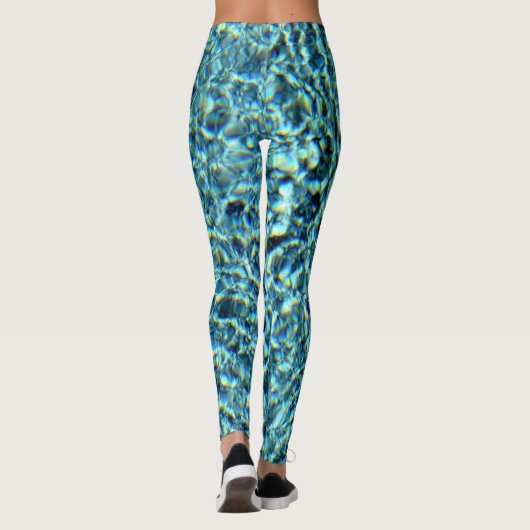 Mousserende Aqua Blue Water Glam Leggings (Achterkant)