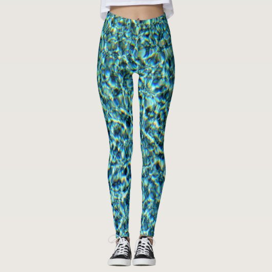 Mousserende Aqua Blue Water Glam Leggings (Voorkant)