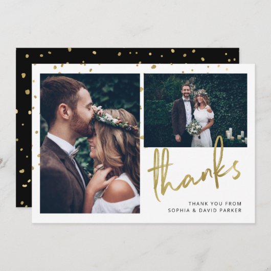 Mousserende Bedankt | Twee foto-bruiloft (Voorkant / Achterkant)
