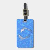 Mousserende blauwe dolfijnen met bubbels bagagelabel (Voorkant verticaal)