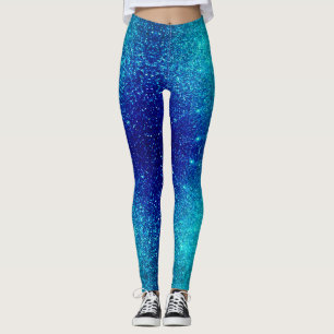 Mousserende blauwe glittery Ombre Blauwgroen Ombre Leggings