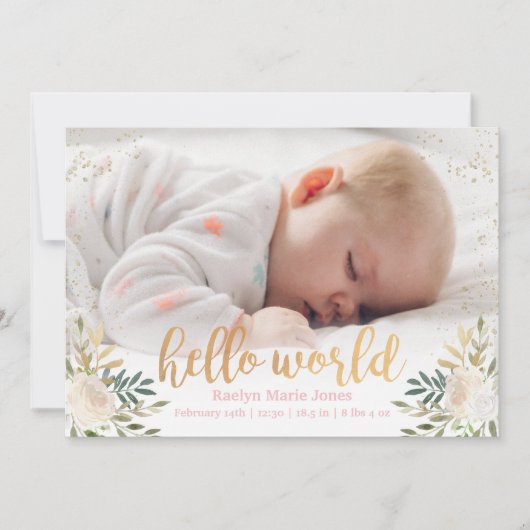 Mousserende Bloemen Geboorteaankondiging Aankondiging (Voorkant)