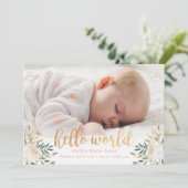 Mousserende Bloemen Geboorteaankondiging Aankondiging (Staand voorkant)