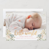 Mousserende Bloemen Geboorteaankondiging Aankondiging (Voorkant / Achterkant)