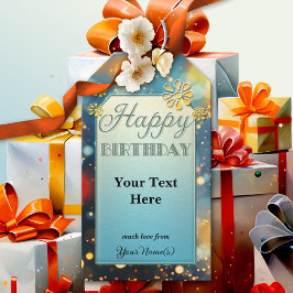 Mousserende bloemen plezier cadeaulabel