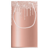Mousserende Blush Pink Gold Glitter Monogrammen Klein Cadeauzakje (Achterkant)