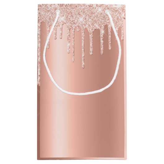Mousserende Blush Pink Gold Glitter Monogrammen Klein Cadeauzakje (Achterkant)