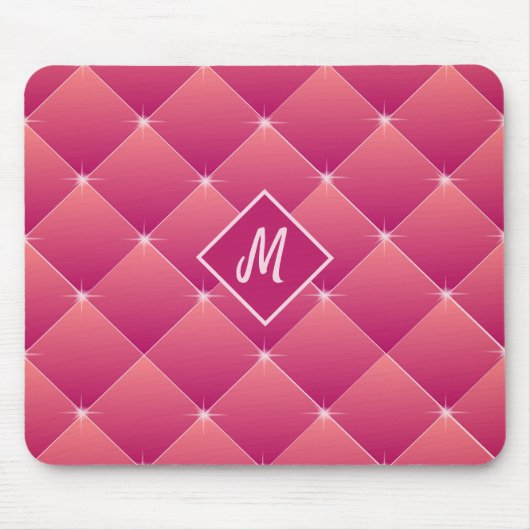 Mousserende buis van roze en Paars monogram Muismat (Voorkant)