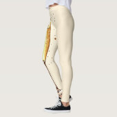 Mousserende Champagne Glas Print in Beige en Goud Leggings (Links)