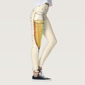 Mousserende Champagne Glas Print in Beige en Goud Leggings (Rechts)