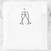 Mousserende Champagne glazen Ovale Sticker (Tas)