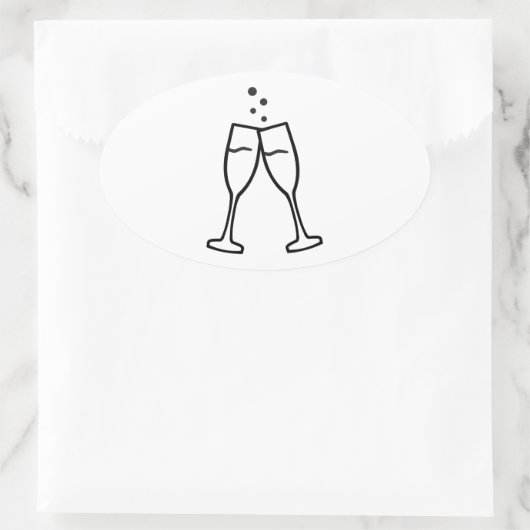Mousserende Champagne glazen Ovale Sticker (Tas)