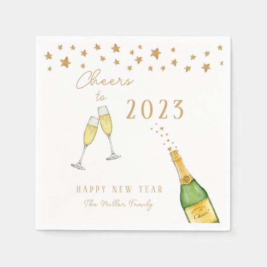 Mousserende champagne-kaas naar nieuwjaarsfeest servet (Voorkant)