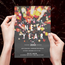 Mousserende City Night Lights nieuwjaarsfeest Kaart