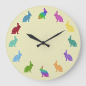 Mousserende colorful Bunny Rabbit Wall klok (Voorkant)