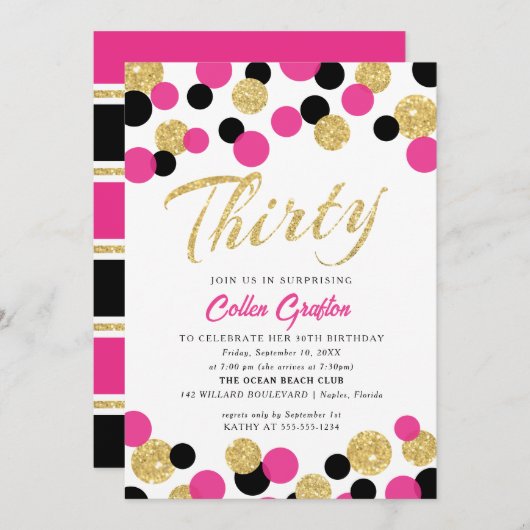 Mousserende Confetti | 30e verjaardag Kaart (Voorkant / Achterkant)