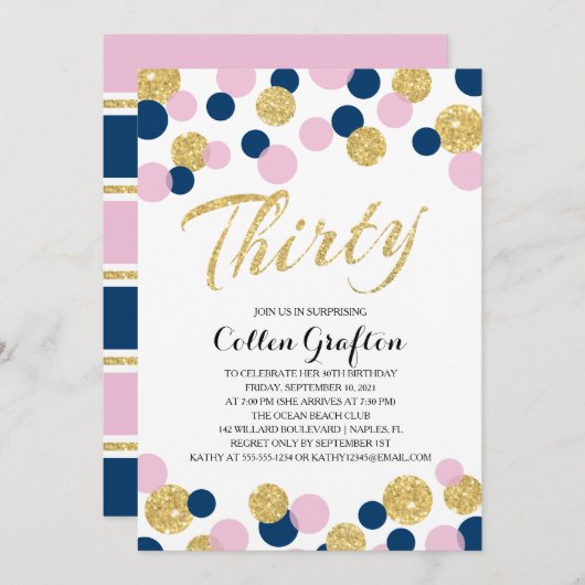 Mousserende Confetti | 30e verjaardag Kaart (Voorkant / Achterkant)