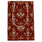 Mousserende damaspatroon op donkerrood medium cadeauzakje (Voorkant)