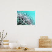 Mousserende dauw Dandelion Aqua Cyan Achtergrond Poster (Keuken)