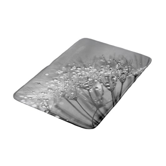 Mousserende dauw Dandelion Silver Grey Achtergrond Badmat (Gekanteld)