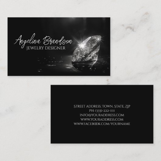 Mousserende Diamanten Juwelier Kristal Sieraden On Visitekaartje (Voorkant / Achterkant)