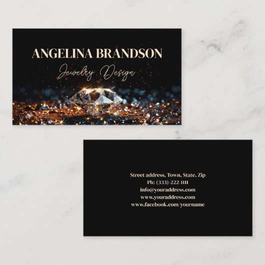 Mousserende Diamanten Juwelier Kristal Sieraden On Visitekaartje (Voorkant / Achterkant)