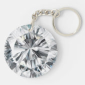 Mousserende diamanttextuur April Birthstone Sleutelhanger (Achterkant)