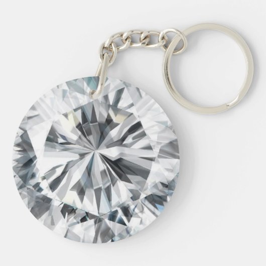 Mousserende diamanttextuur April Birthstone Sleutelhanger (Achterkant)