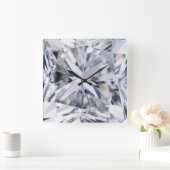 Mousserende diamanttextuur April Birthstone Vierkante Klok (Huis)