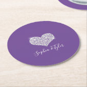 Mousserende Diamond Heart White Script Names, Paar Ronde Kartonnen Onderzetter (Gebogen)