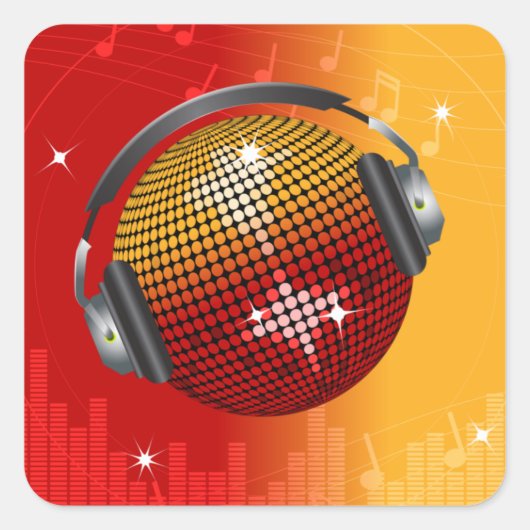 mousserende Disco Ball Vierkante Sticker (Voorkant)