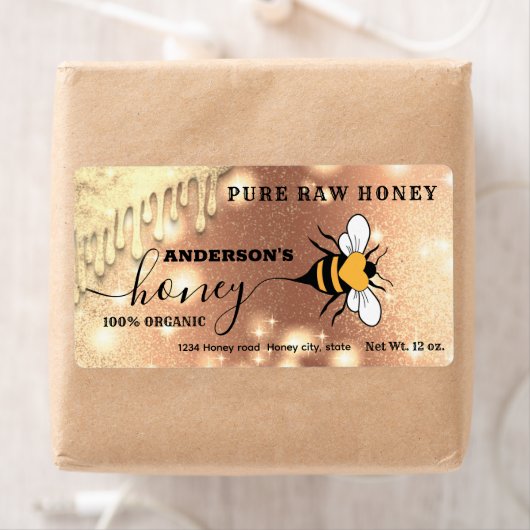 Mousserende druppels Etiket bijenkast honingpot (Insitu)