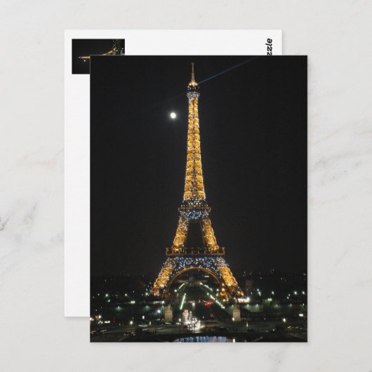 Mousserende Eiffeltoren op het Briefkaart Moonligh (Voorkant / Achterkant)