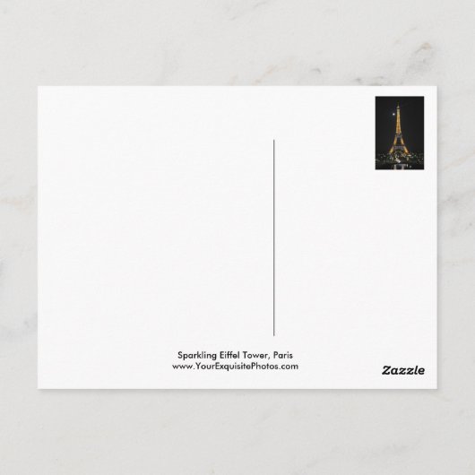 Mousserende Eiffeltoren op het Briefkaart Moonligh (Achterkant)