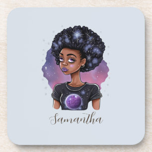Mousserende Elegant Afro Woman Bier Onderzetter
