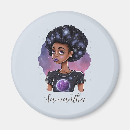 Mousserende Elegant Afro Woman Magneet (Voorkant)