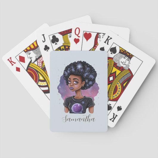 Mousserende Elegant Afro Woman Pokerkaarten (Achterkant)