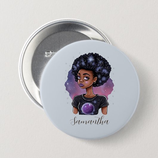 Mousserende Elegant Afro Woman Ronde Button 7,6 Cm (Voorkant /achterkant)