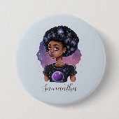 Mousserende Elegant Afro Woman Ronde Button 7,6 Cm (Voorkant)