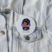 Mousserende Elegant Afro Woman Ronde Button 7,6 Cm (In situ)